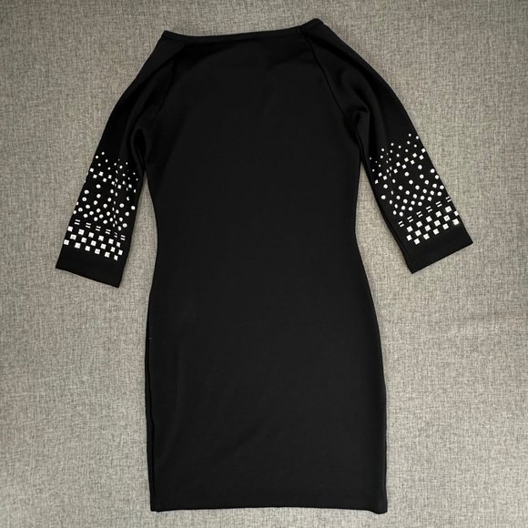 Venus Black Dress‎ Silver Studs Size XS Round Neck Viscose Polyester Elastan - Picture 11 of 12
